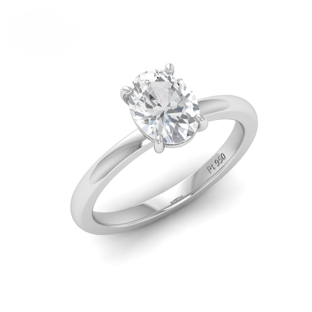Oval Diamond Plain Band Engagement Ring ACC00011
