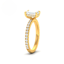  Emerald Diamond Hidden Halo and Diamond Band Engagement Ring  AAC00073