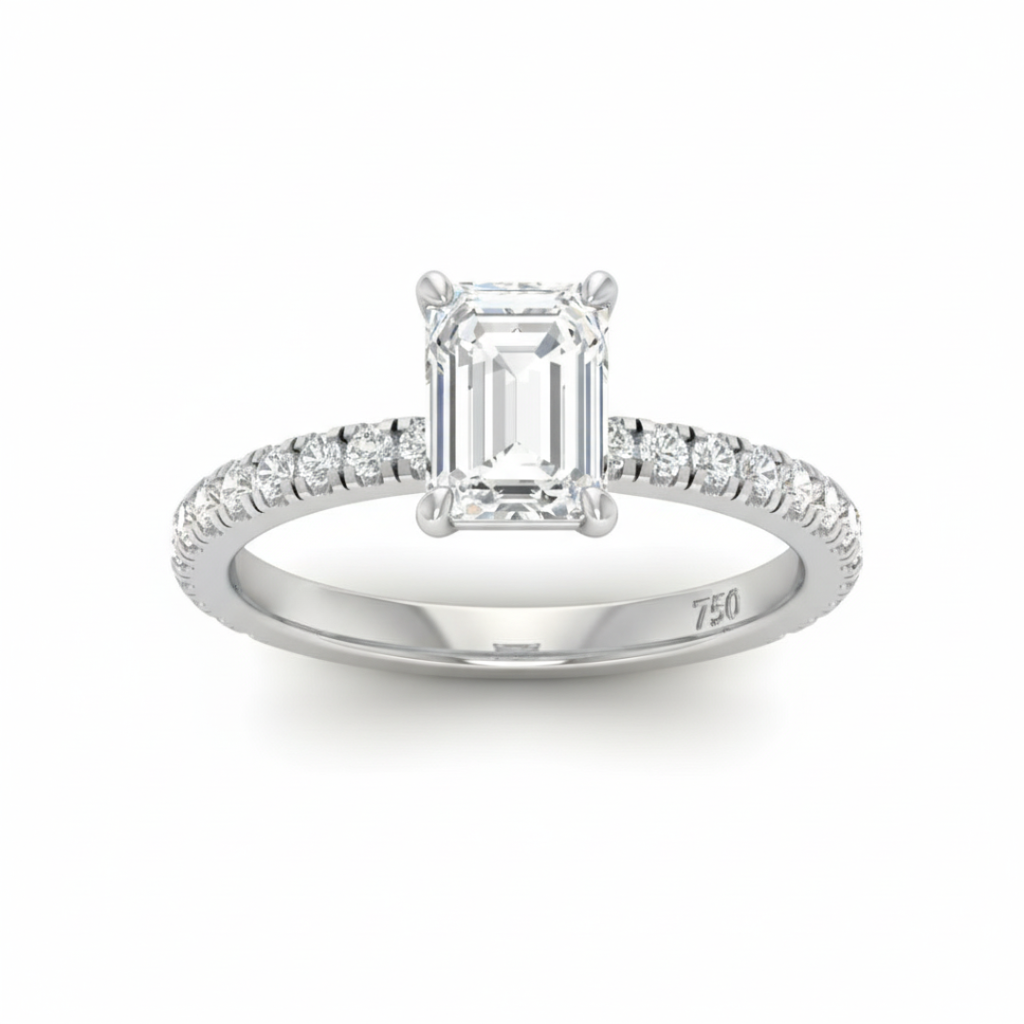 Emerald Diamond Band Engagement Ring AAC00106 