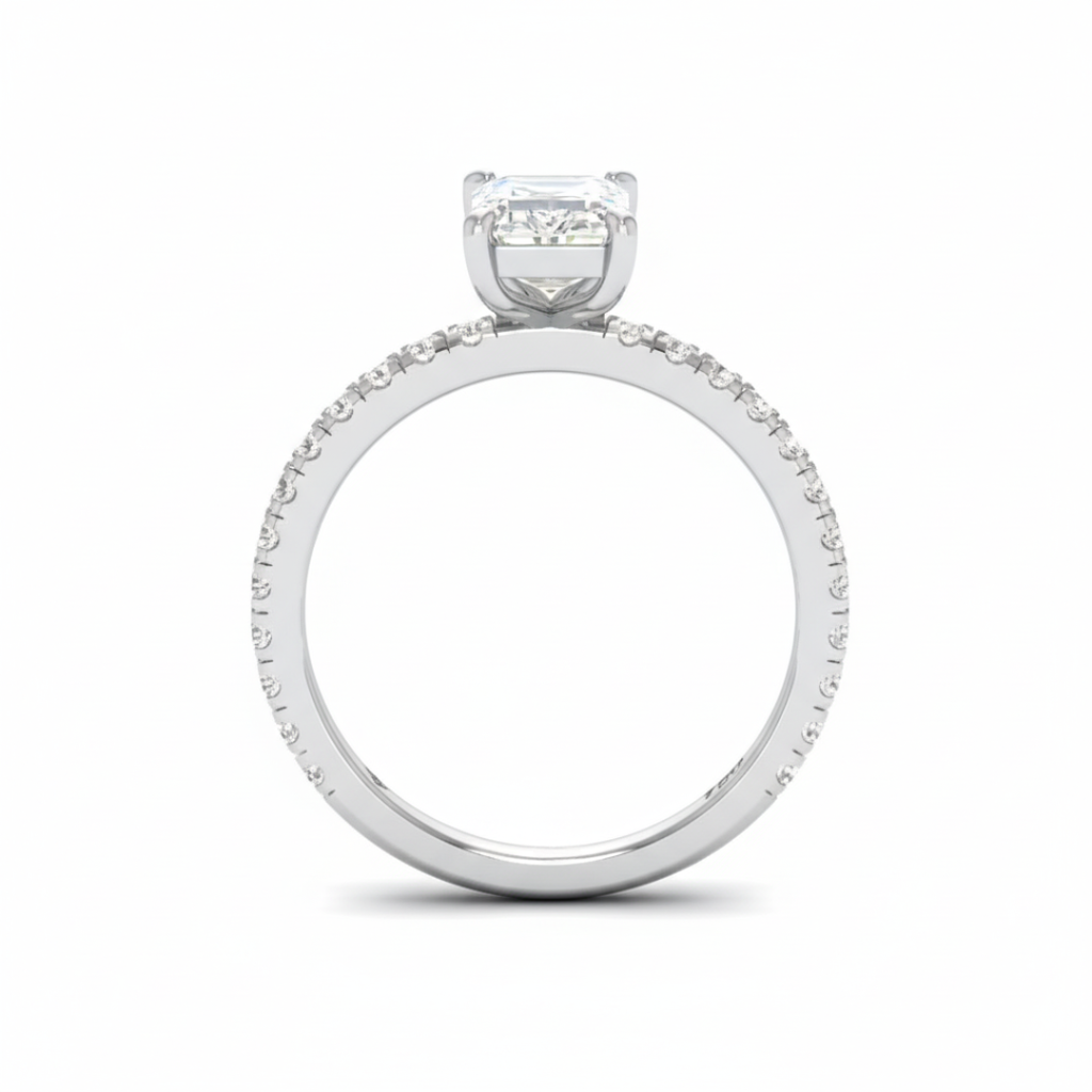 Emerald Diamond Band Engagement Ring AAC00106 