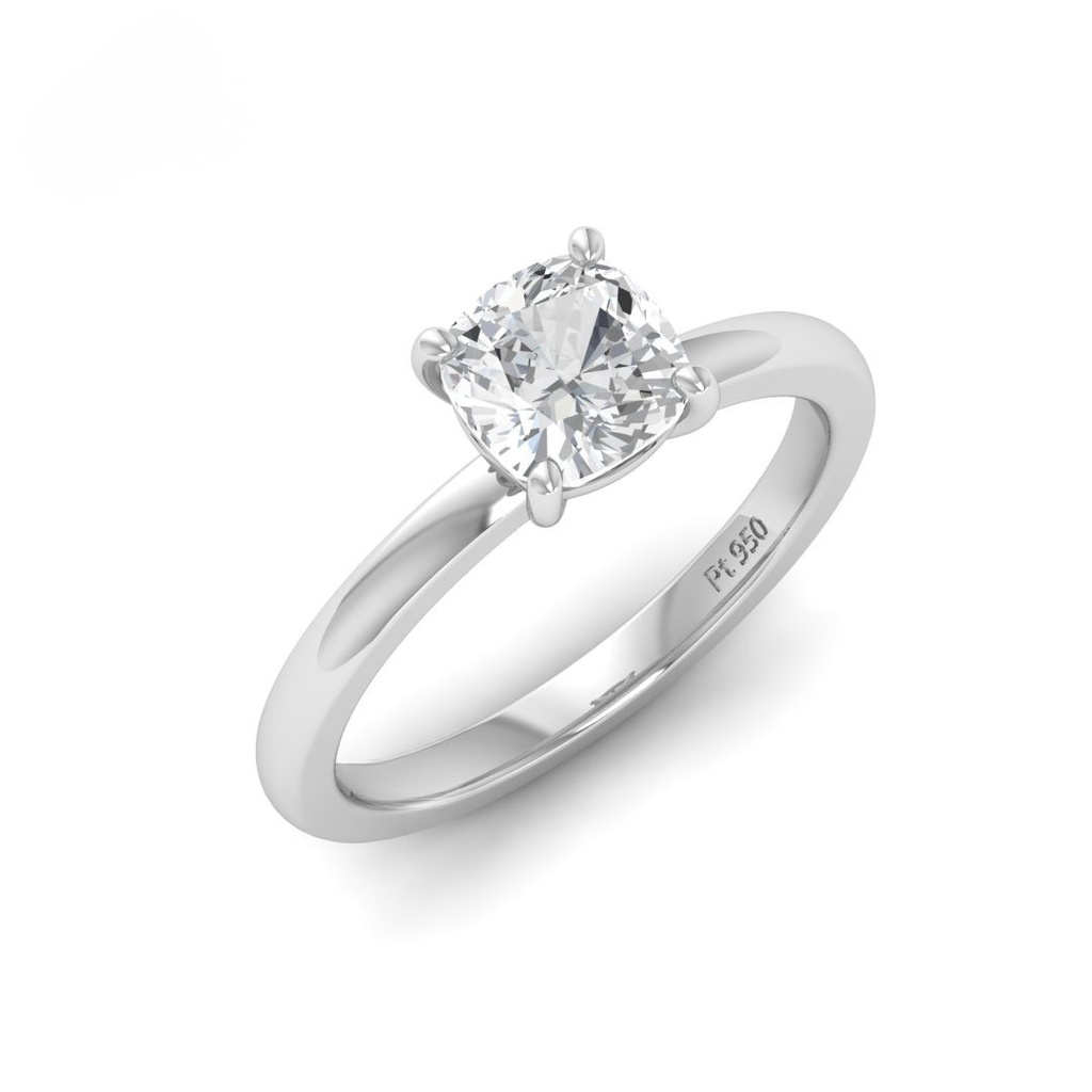 Cushion Diamond Plain Band Engagement Ring  AAC00051