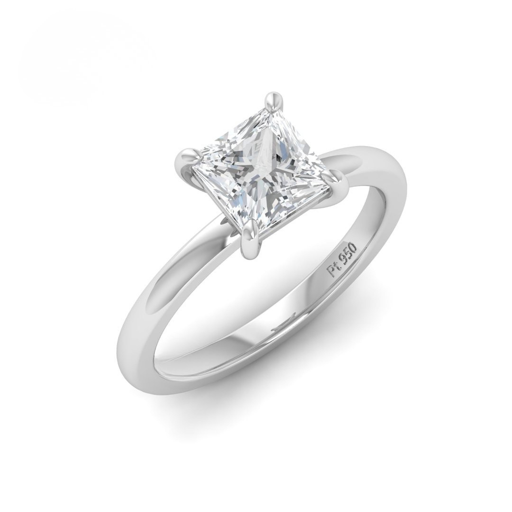 Princess Diamond Plain Band Engagement Ring  AAC00054