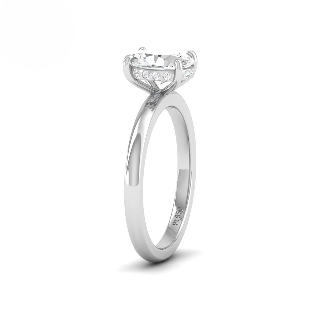 Oval Cut Diamond With Hidden Halo Engagement Ring  