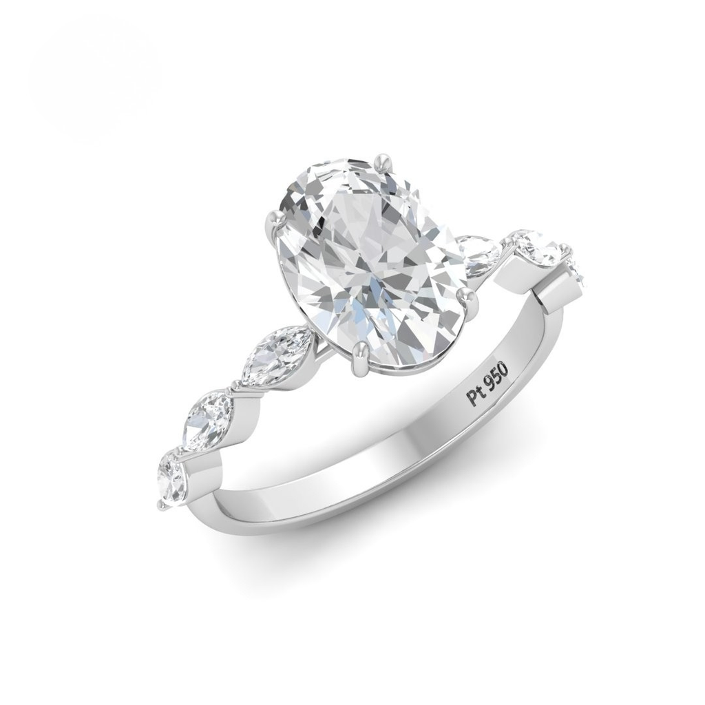 Oval Hidden Halo & Marquise Band Ring (Mounts) AAC00065