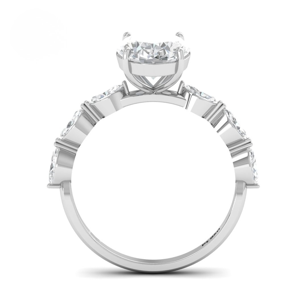 Oval Hidden Halo & Marquise Band Ring (Mounts) AAC00065