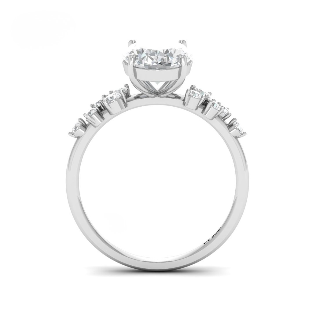 Oval Cut Diamond Engagement Ring With Diamond Accent Band AAC00032