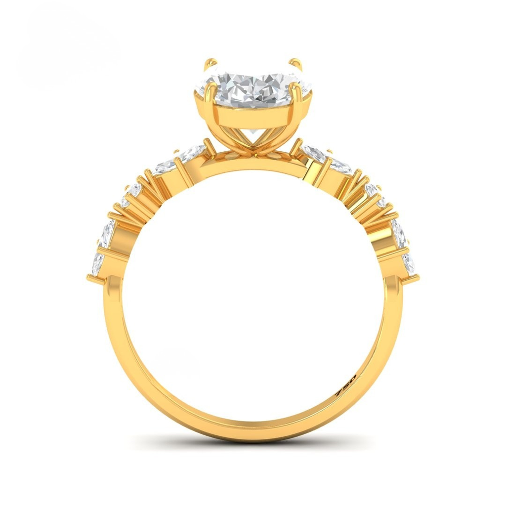 Oval Cut Diamond Engagement Ring With A Marquise And Round Cut Diamond Band   AAC00126