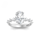 Oval Cut Diamond Engagement Ring With A Marquise And Round Cut Diamond Band   AAC00126