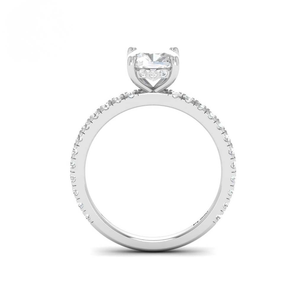  Cushion Diamond Hidden Halo and Diamond Band Engagement Ring AAC00028