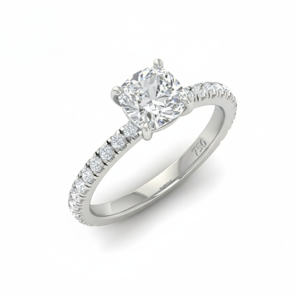 Cushion Diamond Band Engagement Ring AAC00072
