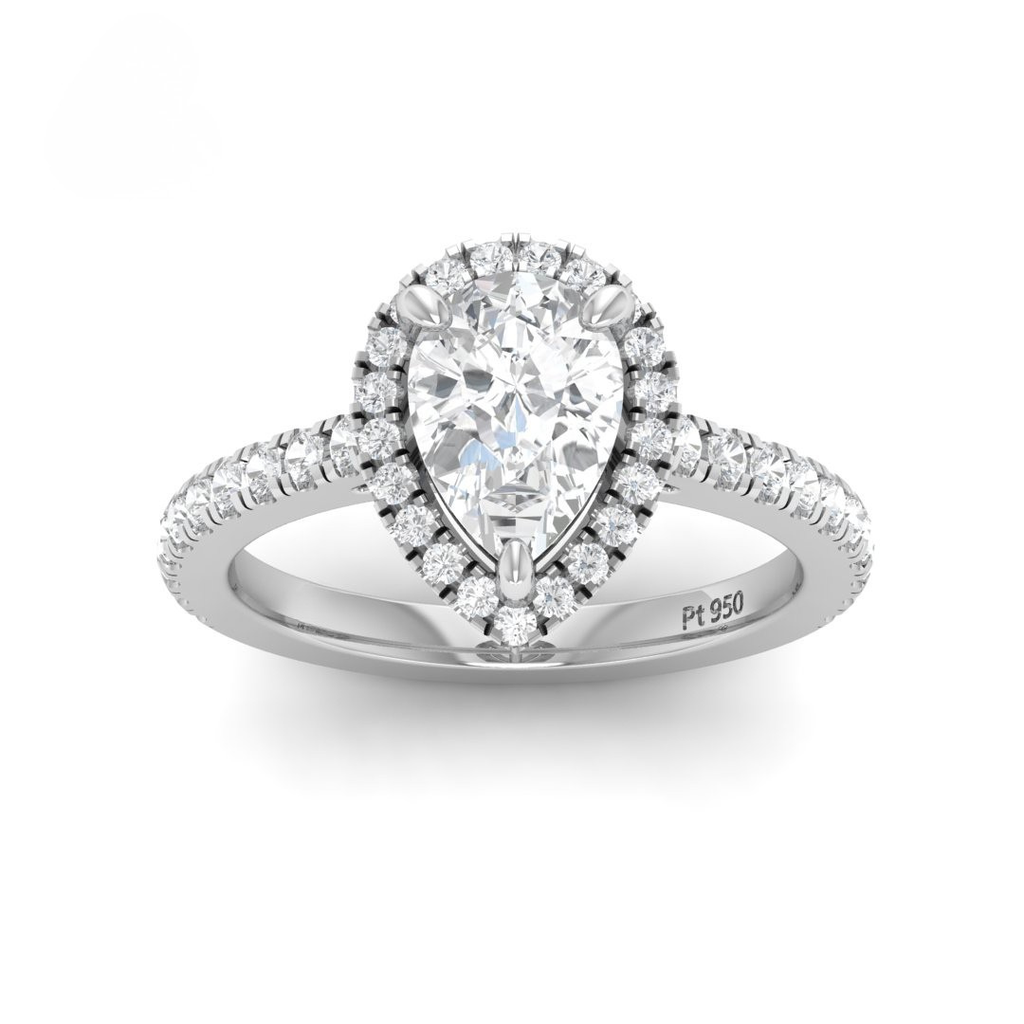 Pear Diamond Halo Engagement Ring AAC00006