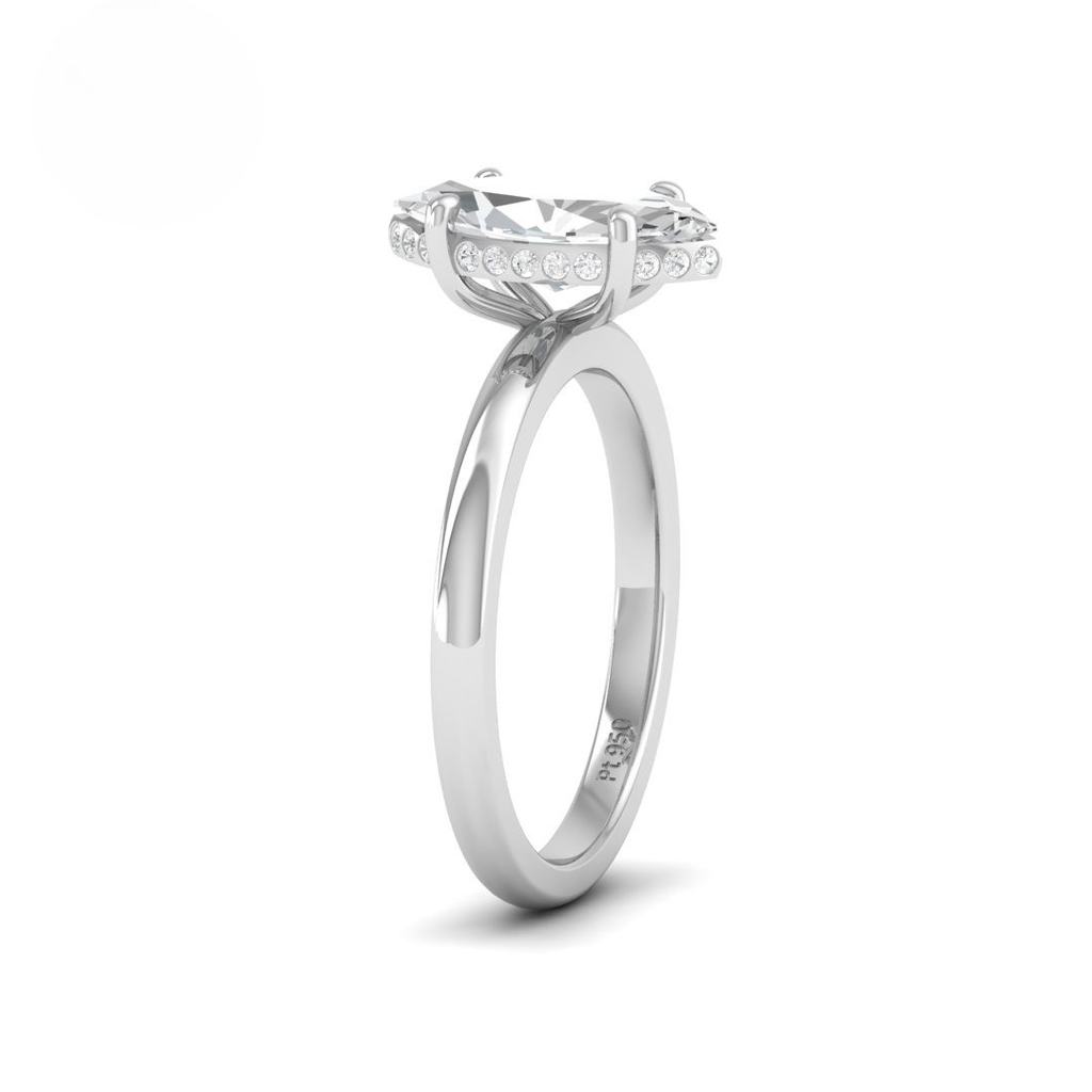 Marquise Diamond Hidden Halo Engagement Ring AAC00091