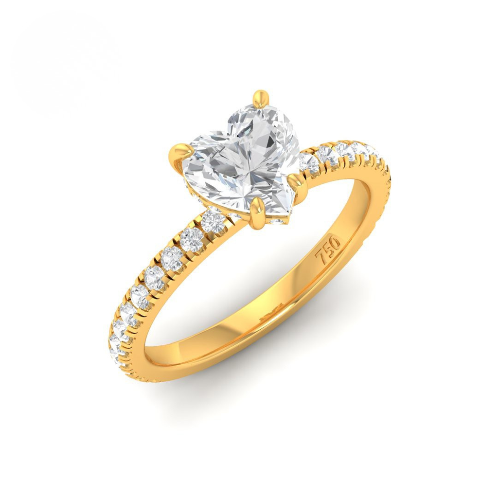 Heart Diamond Hidden Halo and Diamond Band Engagement Ring  AAC00066