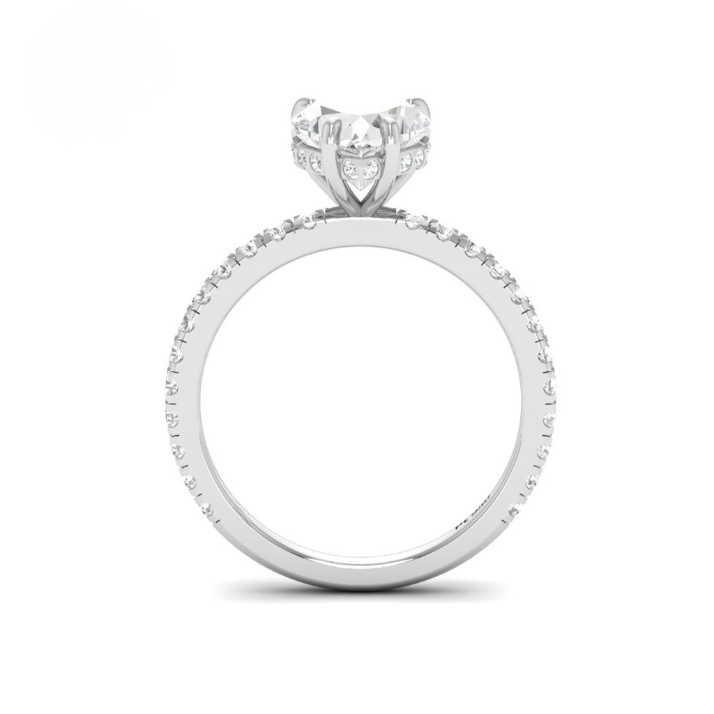 Heart Diamond Hidden Halo and Diamond Band Engagement Ring  AAC00066