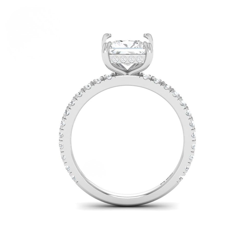 Princess Diamond Hidden Halo and Diamond Band Engagement Ring AAC00041