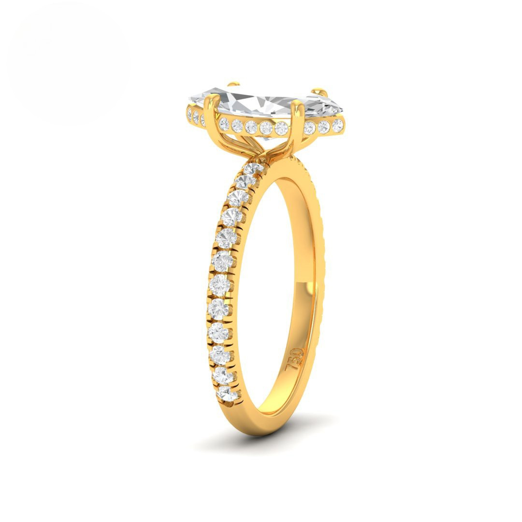  Marquise Diamond Hidden Halo and Diamond Band Engagement Ring AAC00069