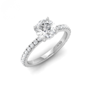 Round Diamond Hidden Halo and Diamond Band Engagement Ring AAC00078