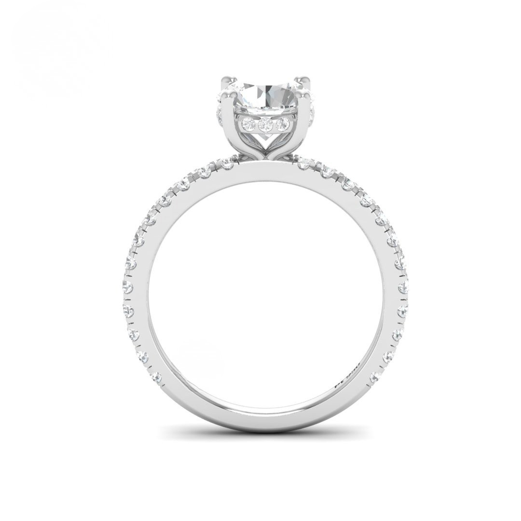 Round Diamond Hidden Halo and Diamond Band Engagement Ring AAC00078
