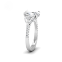 Oval Cut Diamond Engagement Ring with Heart Cut Side Diamonds and 3D Diamond Band  AAC00044 