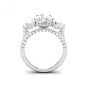 Oval Cut Diamond Engagement Ring with Heart Cut Side Diamonds and 3D Diamond Band  AAC00044 
