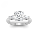  Round Cut Diamond Engagement Ring With Tapering Baguettes Cut Side Diamond AAC00034 