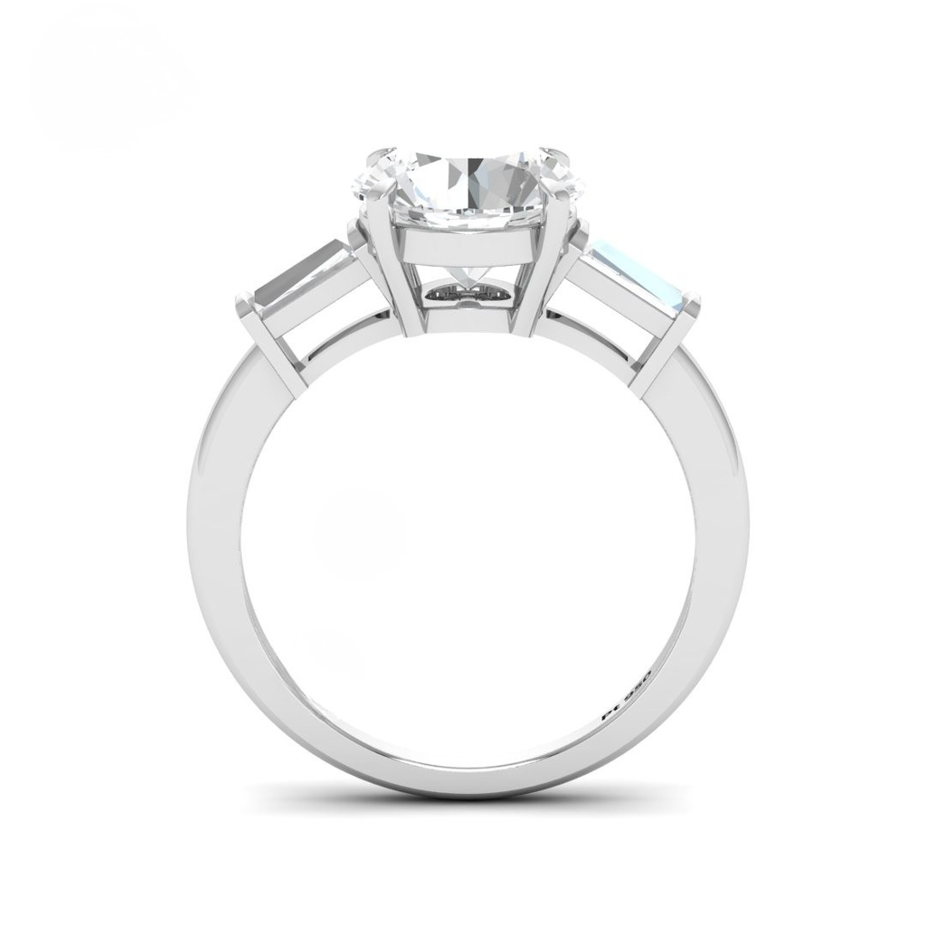  Round Cut Diamond Engagement Ring With Tapering Baguettes Cut Side Diamond AAC00034 