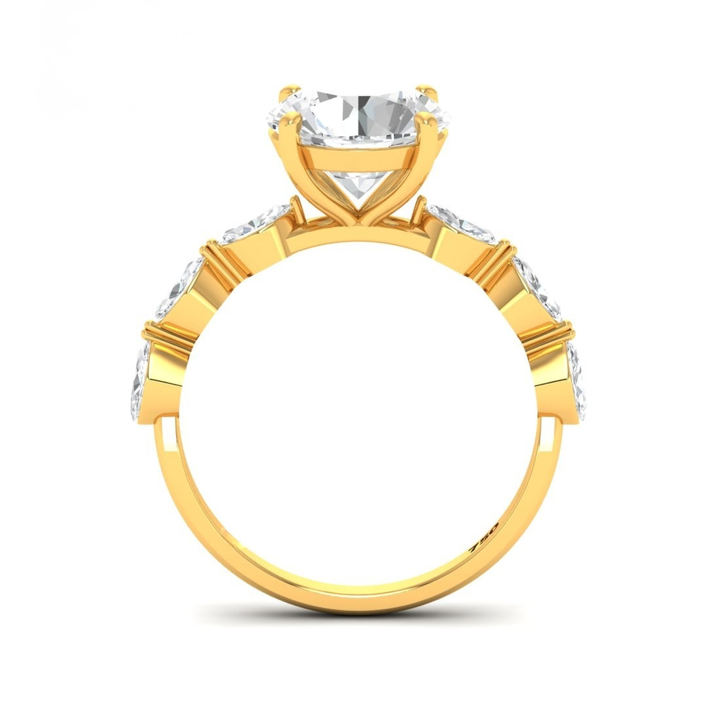 Round Cut Diamond Engagement Ring With A Marquise Cut Diamond Band AAC00043 