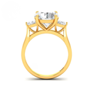 Round Cut Diamond Engagement Ring with Half Moon Cut Side Diamonds AAC00010