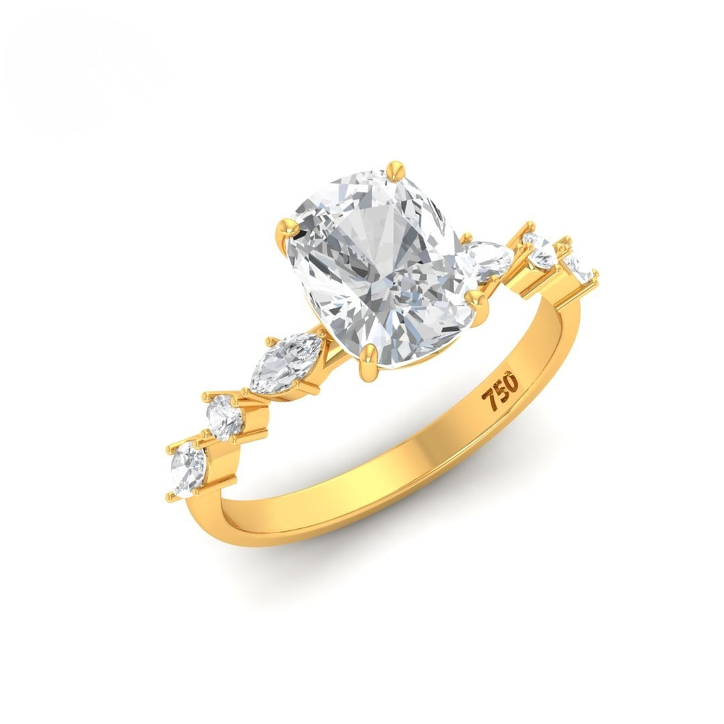 Cushion Cut Diamond with a Marquise Cut Diamond Band AAC00101  