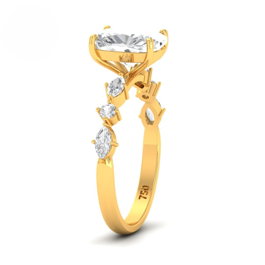 Cushion Cut Diamond with a Marquise Cut Diamond Band AAC00101  