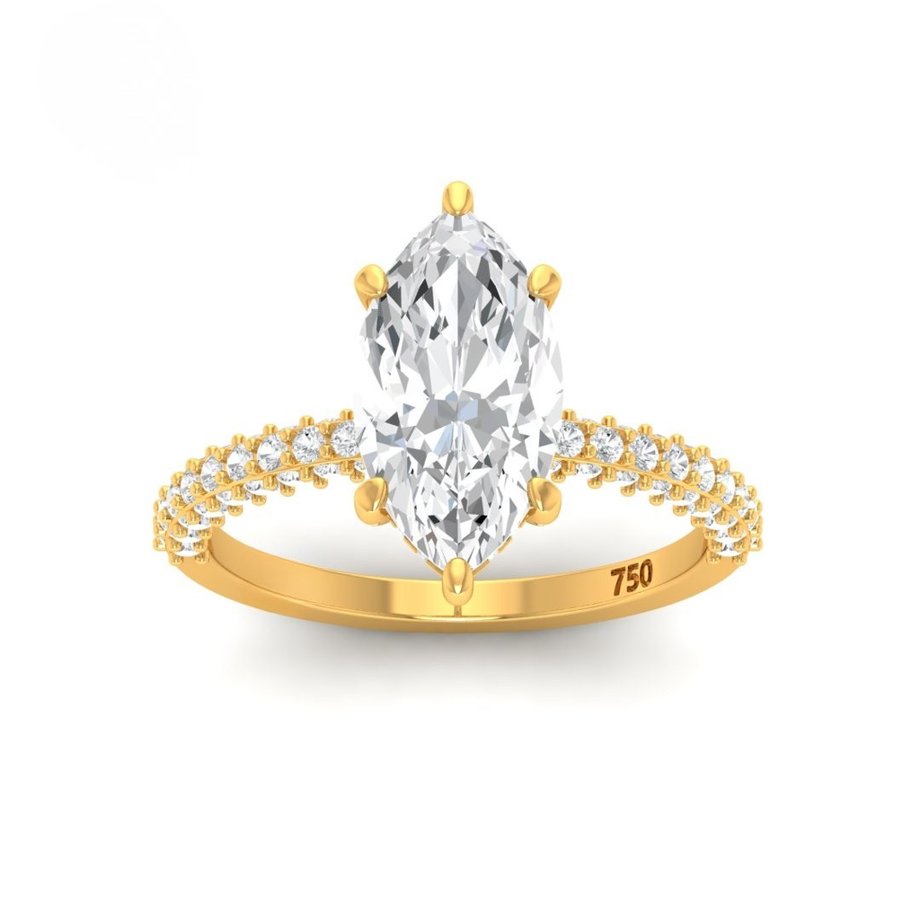 Marquise Cut Diamond with 3D Diamond Band and Diamond Hidden Halo AAC00103