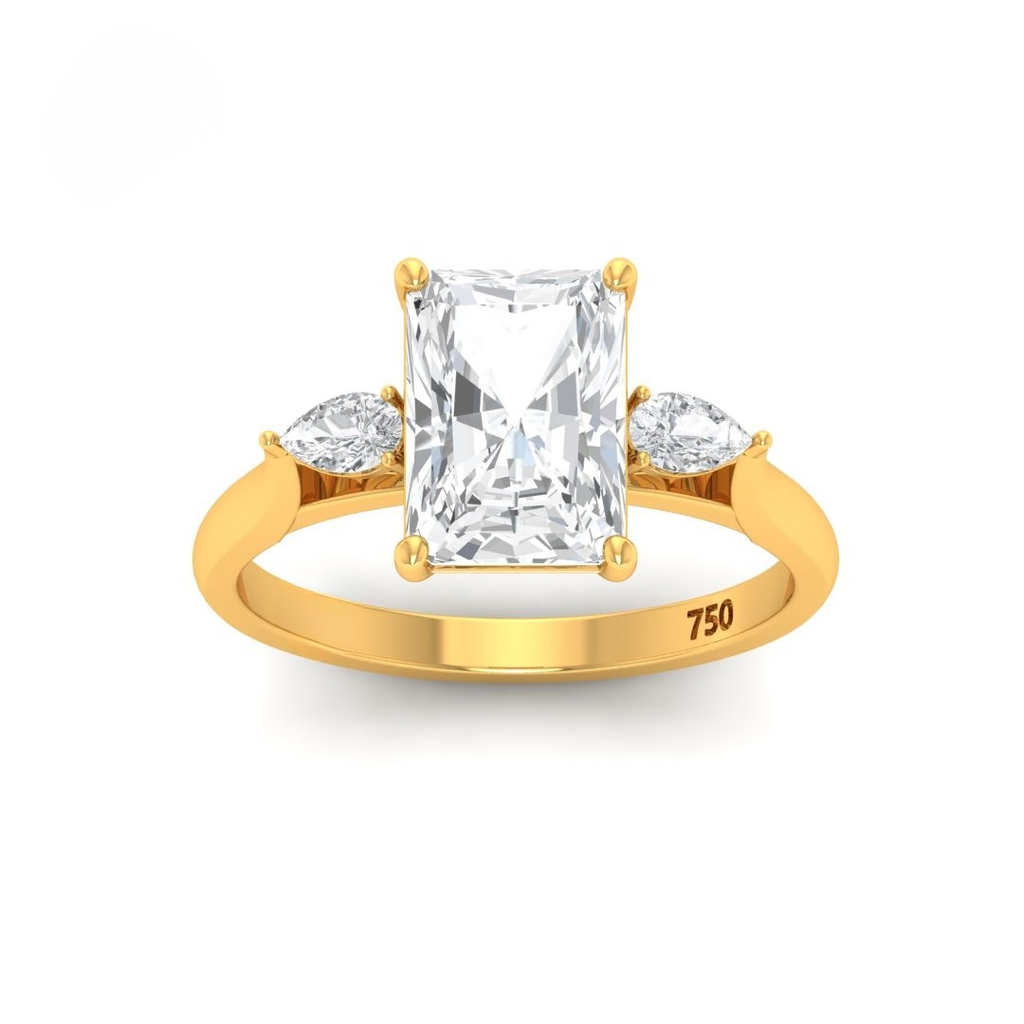 Radiant Cut Diamond with Pear Cut Side Diamonds  AAC00023