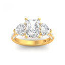 Radiant Cut Diamond with Heart Cut Side Diamonds and 3D Diamond Band AAC00134 