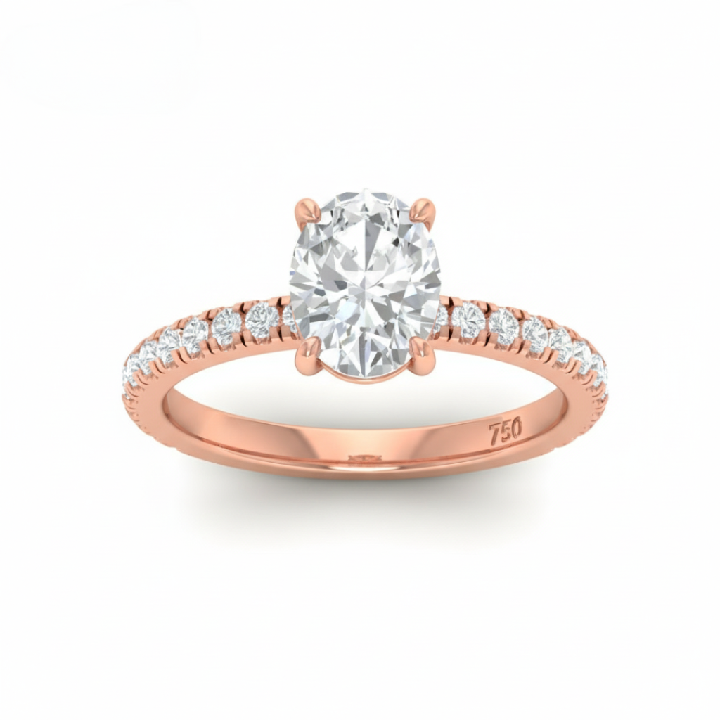 Oval Diamond Band Engagement Ring AAC00075