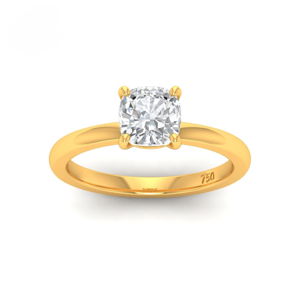 Cushion Diamond Plain Band Engagement Ring  AAC00051