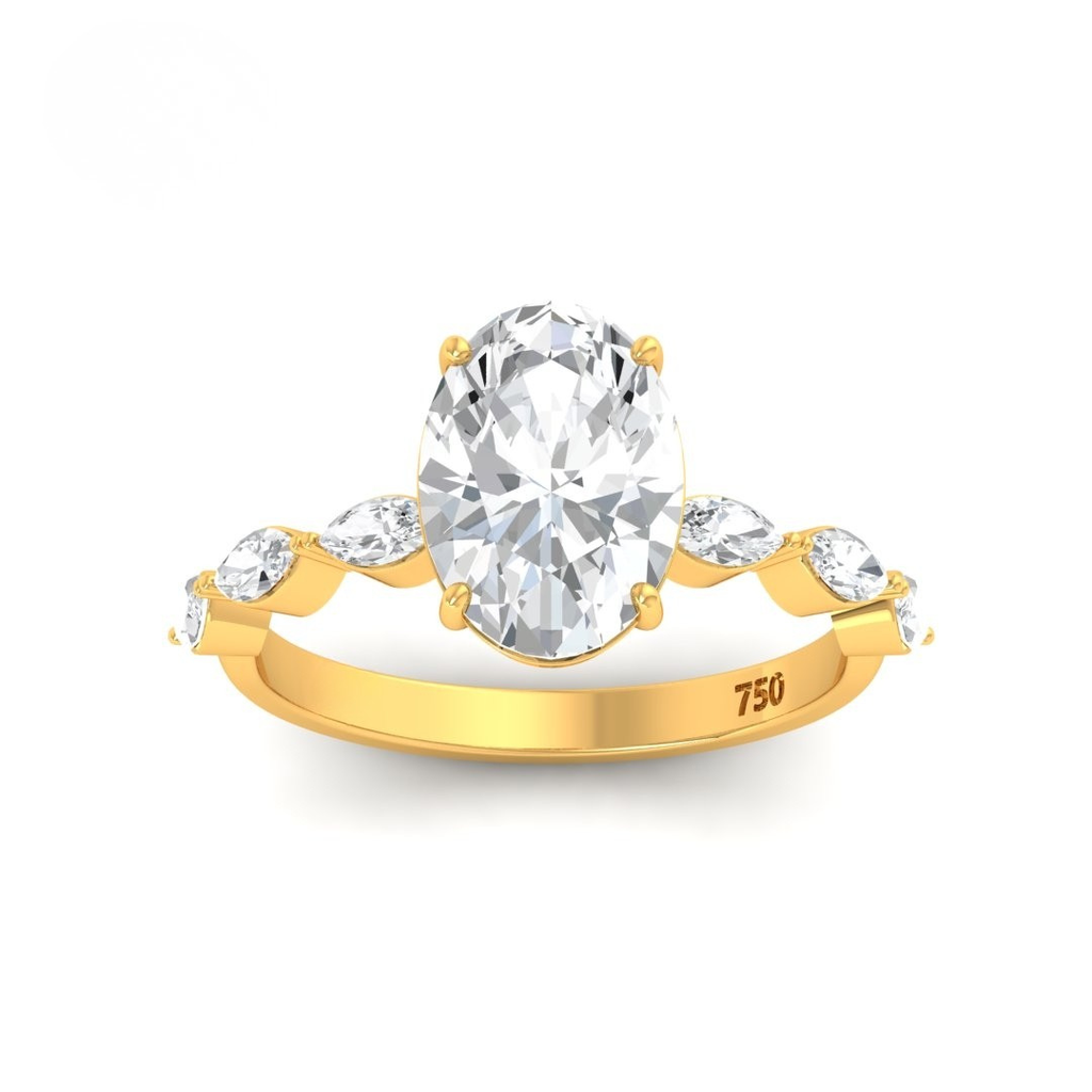 Oval Hidden Halo & Marquise Band Ring AAC00065