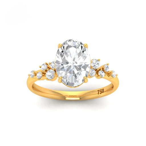 Oval Cut Diamond Engagement Ring With Diamond Accent Band AAC00032