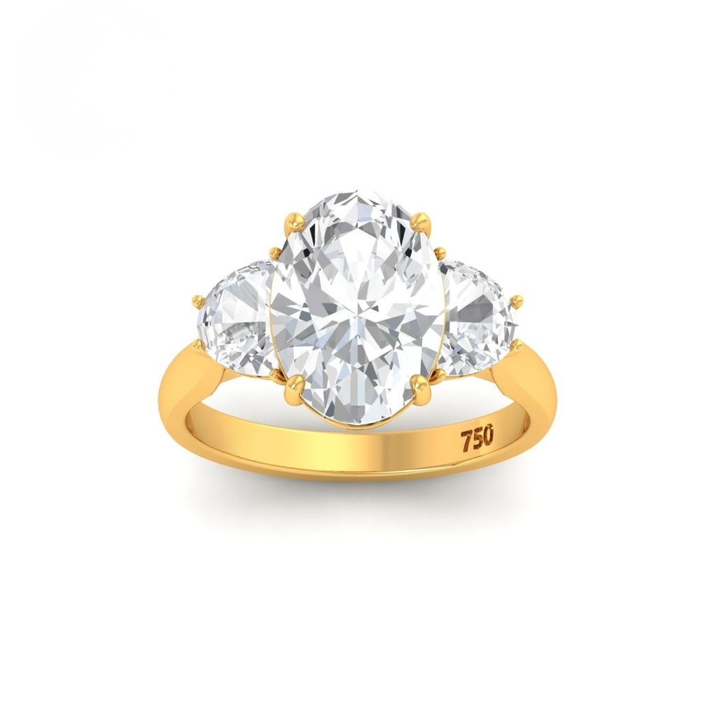 Oval Engagement Ring with Moon diamond Of the Band   AAC00105