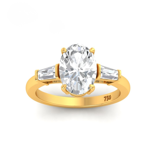 Oval Cut Diamond Engagement Ring With Tapering Baguettes Cut Side Diamond AAC00125