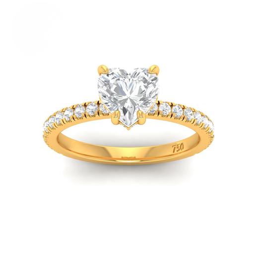 Heart Diamond Hidden Halo and Diamond Band Engagement Ring  AAC00066