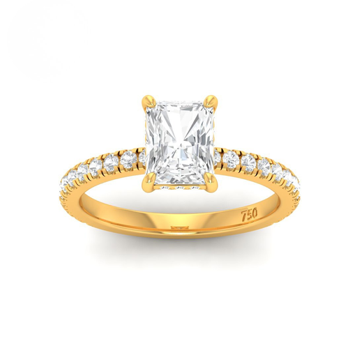 Radiant Diamond Hidden Halo and Diamond Band Engagement Ring AAC00048