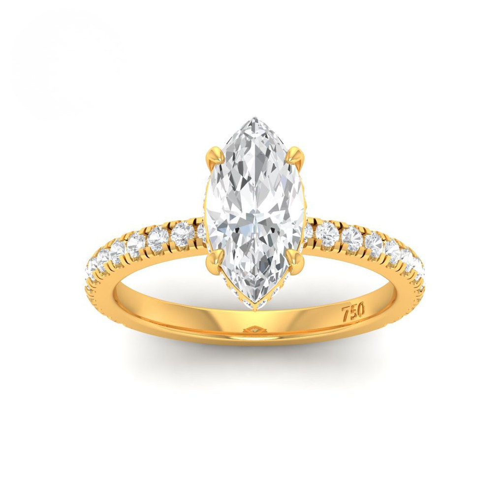  Marquise Diamond Hidden Halo and Diamond Band Engagement Ring AAC00069