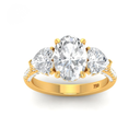 Oval Cut Diamond Engagement Ring with Heart Cut Side Diamonds and 3D Diamond Band  AAC00044 