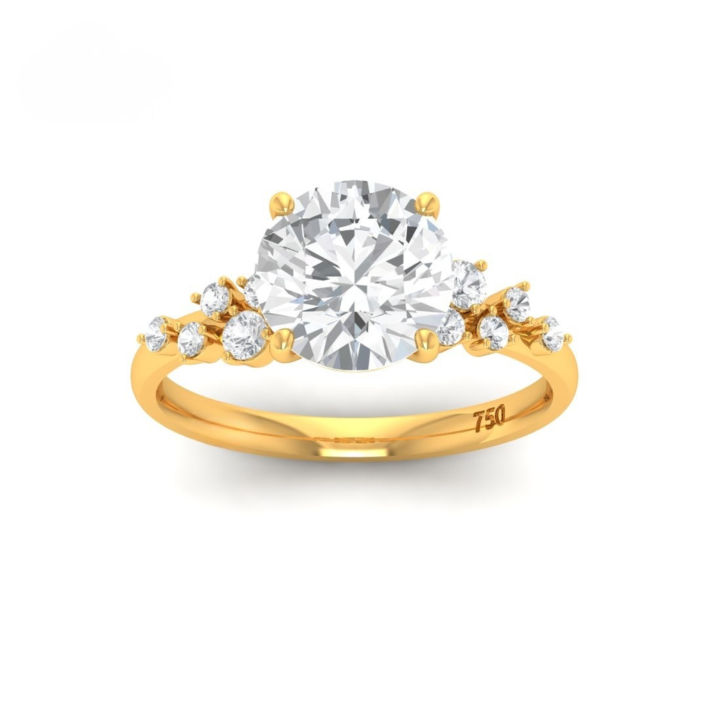 Round Cut Diamond Engagement Ring With Diamond Accent Band AAC00014 