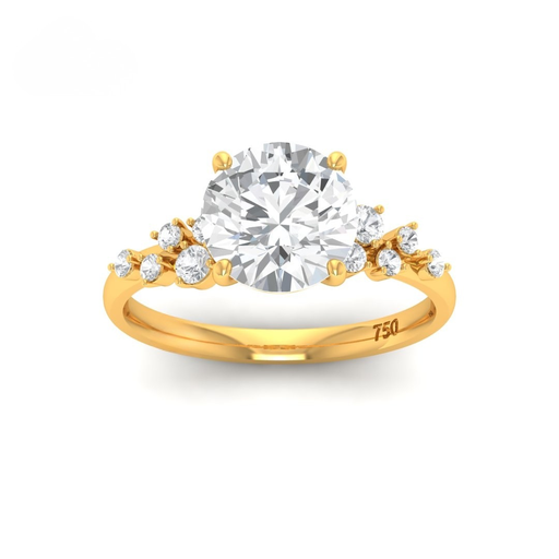 Round Cut Diamond Engagement Ring With Diamond Accent Band AAC00014 