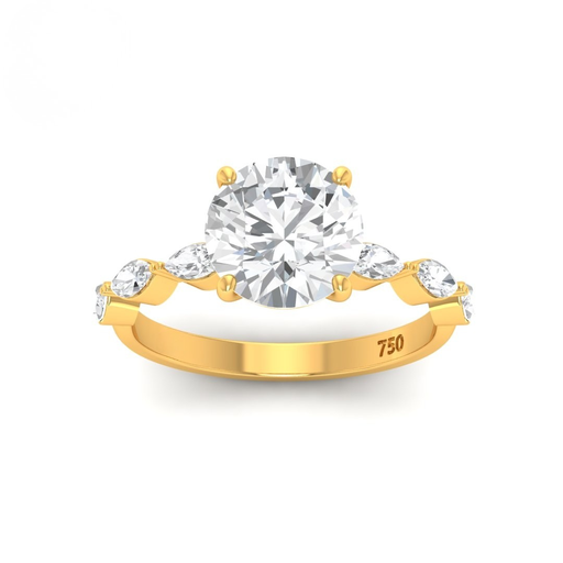 Round Cut Diamond Engagement Ring With A Marquise Cut Diamond Band AAC00043 