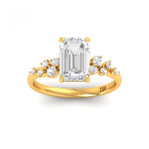 Emerald Cut Diamond Engagement Ring with Accent Band  AAC00086  