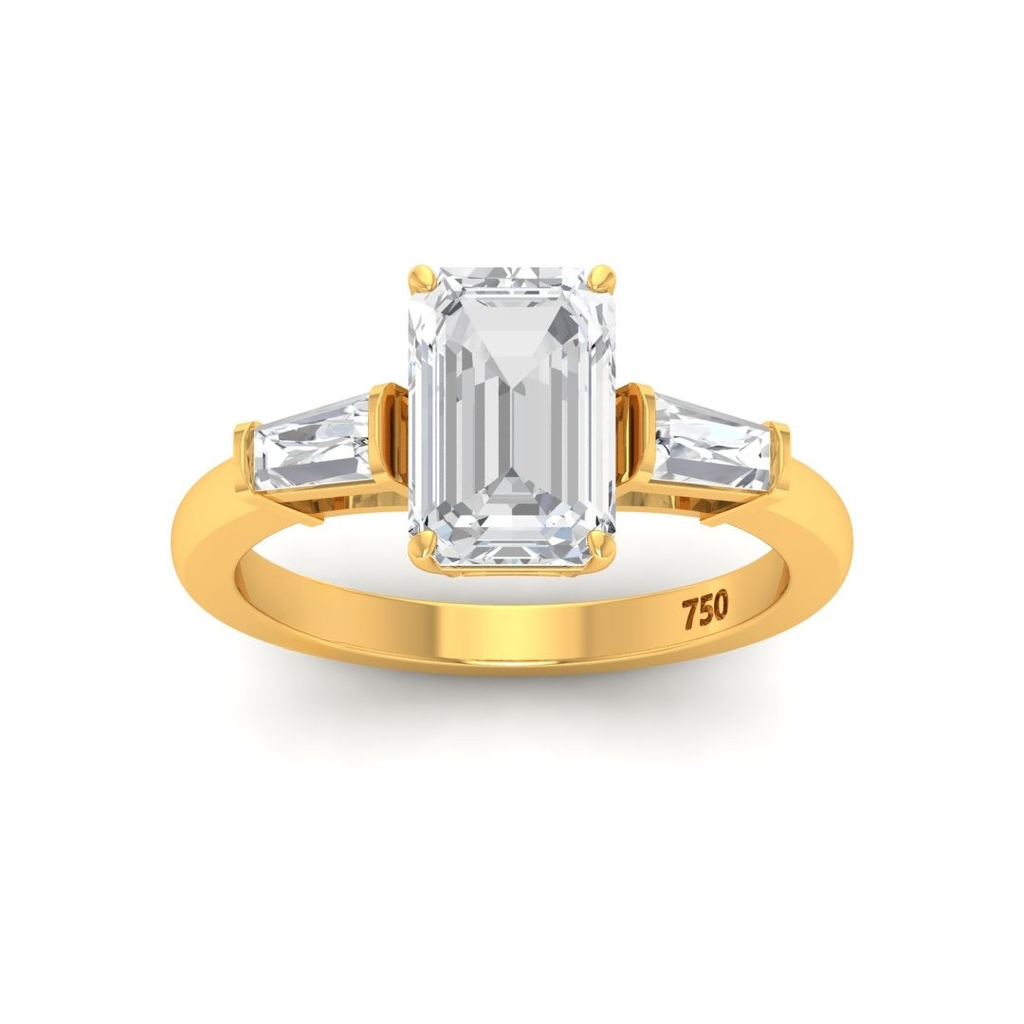 Emerald Cut Diamond with Tapering Baguette Side Diamonds  AAC00008 