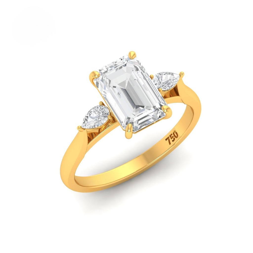 Radiant Cut Diamond with Pear Cut Side Diamonds   AAC00074