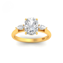 Cushion Cut Diamond with Pear Cut Side Diamonds.  AAC00060 